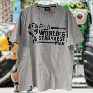 SBD Apparel World's Strongest Man WSM Powerlifting XL Heather Gray Tee Gym UK GB